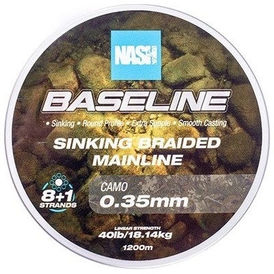 Nash Splietaná Šnúra Baseline Sinking Braid Camo 1200 m 0,35 mm 18,14 kg