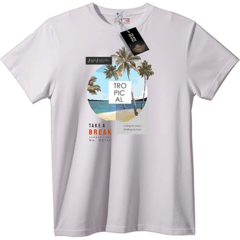 NOONEBRAND Тениска с тропически плаж - 7XL, White