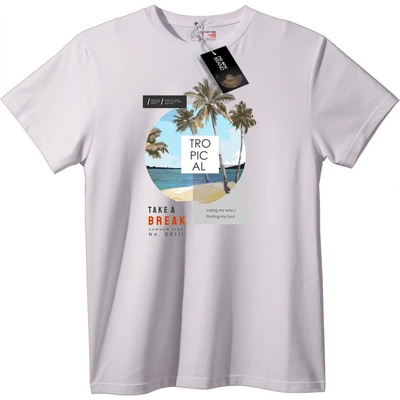 NOONEBRAND Тениска с тропически плаж - 7XL, White