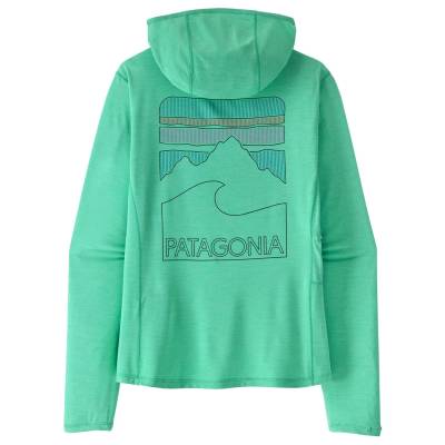 Дамска спортна тениска Patagonia Women's Cap Cool Sun Hoody Peak Visions Sport shirt - Aqua Stone / Early Teal X-Dye (916-6156-0114)
