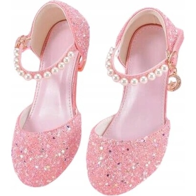 Shein balerínky pro děti s ozdobnými perličkami růžové