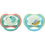 Philips Залъгалки Philips Avent - Ultra Air Night, 6-18 м, 2 броя, хамелеон/маймунка (SCF376/28) - baby