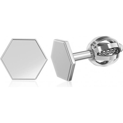 Couple, Minimalistické náušnice IDOL Hexagon, bílé zlato, 585-66-3-0577.1B00.0.00.000.05