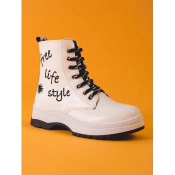 W. Potocki pohodlné dětské kotníkové boty bez podpatku bílé