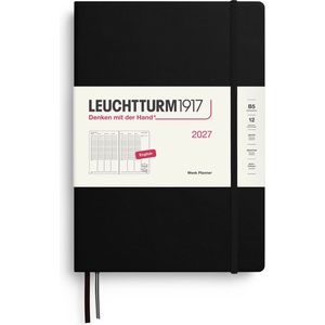 Leuchtturm1917 weekly planner 2027 Composition (B5) - black - 254 x 178 mm - January-December (12 months) - weekly overview with hourly grid 7: 00-22: 00 per column - 80 g/m2 paper - 400308 (400308)