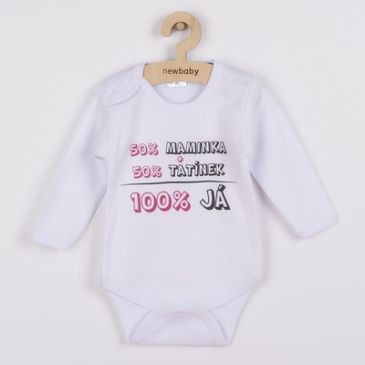 Body s potlačou New Baby 50% MAMIČKA + 50% OTECKO - 100% JA ružové