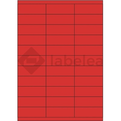 Labelea Samolepiace etikety 70x25,4 mm farebné papierové, na hárku A4, pre laserovú a atramentovú tlač, Farba etikiet Červená, Počet hárkov v balení 100 EPY070025PR033S