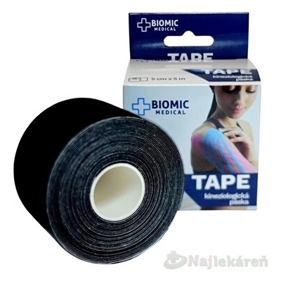 BIOMIC TAPE Kineziologická černá 5 cm x 5 m
