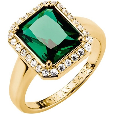 Thomas Sabo TR2508 971 6 Ring with green octagon stone Elyndra Gold plated Ladies