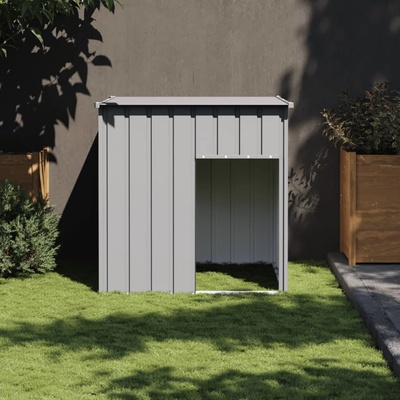vidaXL Psí bouda se střechou světle šedá 110 x 103 x 109 cm ocel 9799.172356