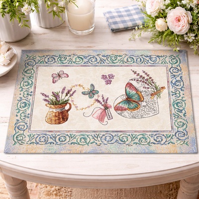 Evenit Prestieranie s kvetinovým motívom gobelínové 030C levandula Bavlna/polyester 30x40cm