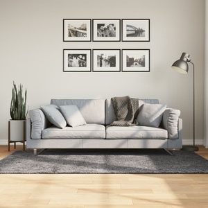 vidaXL Килим HUARTE с къс косъм, мек и миещ се, антрацит, 100x200 см (374998)