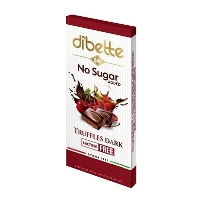 Dibette Horká čokoláda so sladidlom s príchuťou truffle a višňou v alkohole 80 g