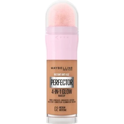 Maybelline Instant Anti-Age Perfector 4-In-1 Glow озаряващ течен фон дьо тен с гъбичка 20 ml нюанс 02 Medium