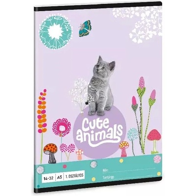 Ars Una Сладки животни: Тетрадка на линии с котенце - 1 клас, 14-32, a5 (53583680)