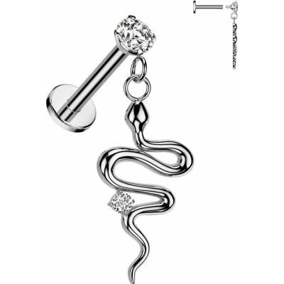 Šperky4U labreta piercing do brady s hadem LB051