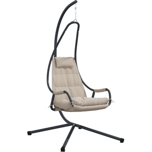 vidaXL Висящ стол яйце Стомана 94 x 107 x 196, 5 см Таупе (42003853)