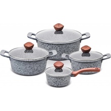 PROMIS Sada hrnců GRANITE rendlík hrnce 20 24 28 cm hnědé rukojeti 16 cm