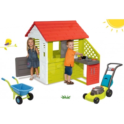 Smoby set domeček Pretty Nature a Écoiffier kolečko a sekačka 810702-26