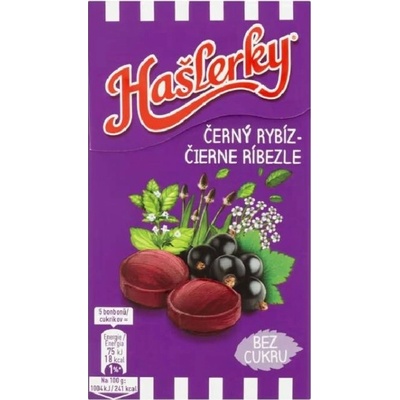 Hašlerky Čierne ríbezle, cukríky s príchuťou bylín, mentolu a čiernych ríbezlí 35 g