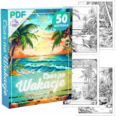 Omaľovánka PDF NA TLAČ 50 ILUSTRÁCIÍ ČAS NA DOVOLENKU PRE DOSPELÝCH
