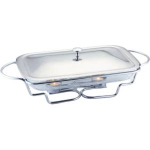 Bohmann Съд за топло сервиране Bohmann BH 2008-30CG, 3l, Термоустойчиво стъкло, Капак, Поставка, Инокс (BH 2008-30CG)