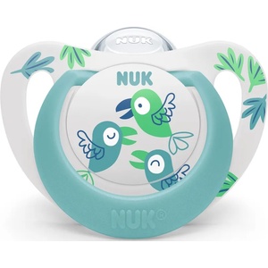 Nuk Силиконова залъгалка Nuk - Star, над 18 месеца, синя с птички (10739748) - baby