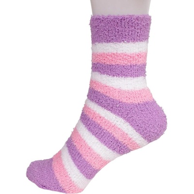 Дамски чорапи с раиран десен в лилаво, бяло и розово