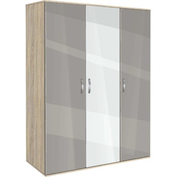 Bogdan Furniture G Трикрилен гардероб Memo. bg, модел BM-Ava 3, ГБ сонома и сиво гланц