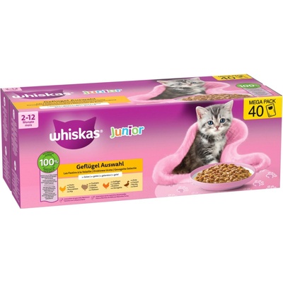 Whiskas Junior kapsičky 40 x 85 g Drůbeží v želé 4 druhy