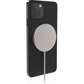 WK Design USB-C Mini Magnetic Wireless Qi Charger 15W - поставка (пад) за безжично зареждане за iPhone с Magsafe (сребрист)