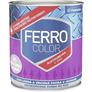 Chemolak FERRO COLOR U 2066 pololesklá antikorózna farba 2v1 1999 čierna 2,5 l