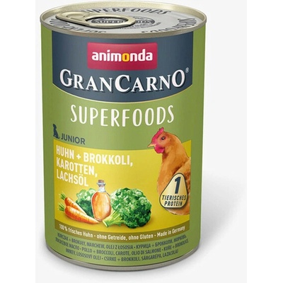Animonda GranCarno Junior Superfoods Kuracie a brokolica mrkva a lososový olej 400 g