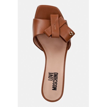 Love Moschino чехли с дебел ток дамски от кожа (JA28115G0OIE0200)