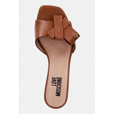 Love Moschino чехли с дебел ток дамски от кожа (JA28115G0OIE0200)