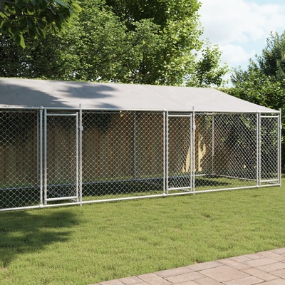 vidaXL Klec pro psy se střechou a dvířky šedá 800 x 200 x 200 cm – Zboží Dáma