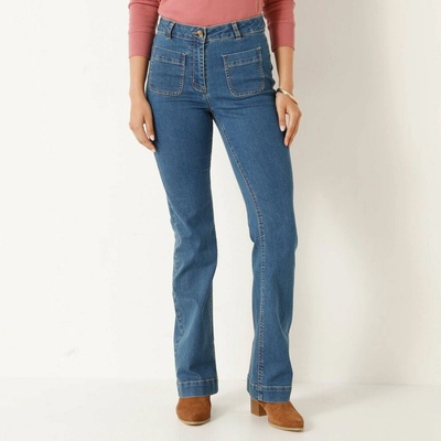 Bootcut džínsy s našitými vreckami modrá Blancheporte