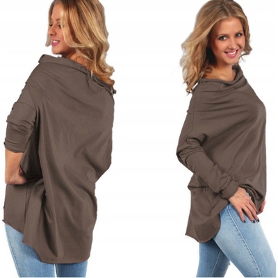 Fashionweek Bavlnená blúzka Asymetrická blúzka oversized MF295 Mocca