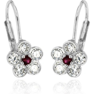 Zlatnictví U Kostela dámské náušnice bílo-červené kytičky 705bč