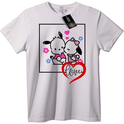 NOONEBRAND Тениска с любовни кученца - 4XL, White