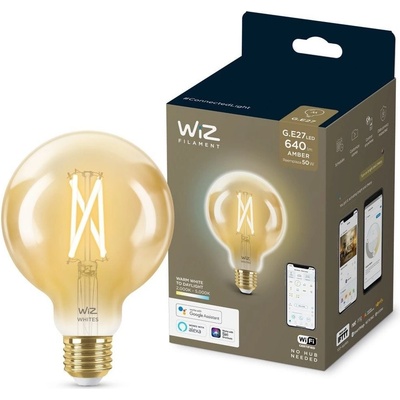 WiZ LED žiarovka WiZ Tunable White Filament Amber 8718699786793 E27 G95 6,7-50W 640lm 2000-5000K, stmievateľná