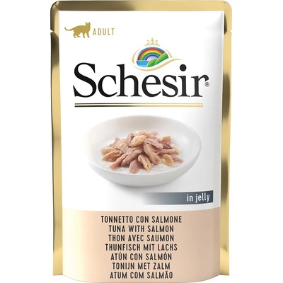 Schesir 6х85г Schesir консервирана храна в желе за котки - риба тон и сьомга