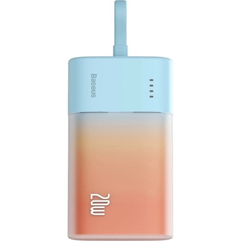 Baseus Popsicle Power Bank with Lightning Cable 20W 5200mAh - външна батерия 10000 mAh с вграден Lightning кабел и USB-C порт (син-оранжев)