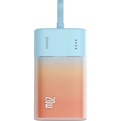 Baseus Popsicle Power Bank with Lightning Cable 20W 5200mAh - външна батерия 10000 mAh с вграден Lightning кабел и USB-C порт (син-оранжев)