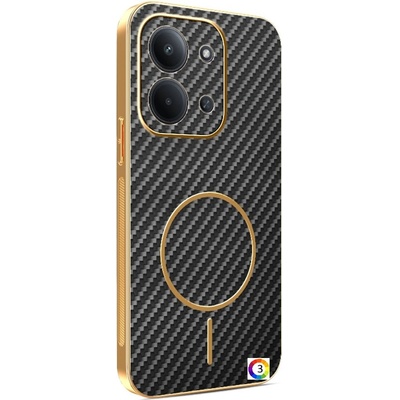 Xiaomi Удароустойчив калъф с Протектор за Xiaomi Redmi 15C 5G / 4G / Poco C85 4G | Вълеродно влакно | Electroplated TPU | Цвят: Черен, Розов, Кафяв