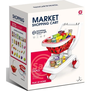 Armtoys ДЕТСКА КОЛИЧКА ЗА ПАЗАРУВАНЕ 36 ЧАСТИ ЧЕРВЕНА