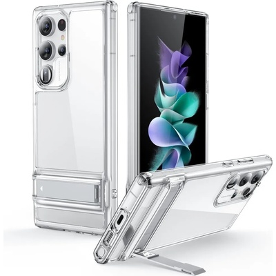 ESR Air Shield Boost Case - удароустойчив хибриден кейс с вградена поставка за Samsung Galaxy S23 Ultra (прозрачен)