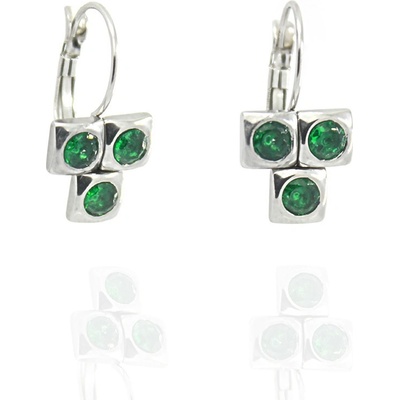 Foxette náušnice z chirurgické oceli zelený zirkon JF_0250