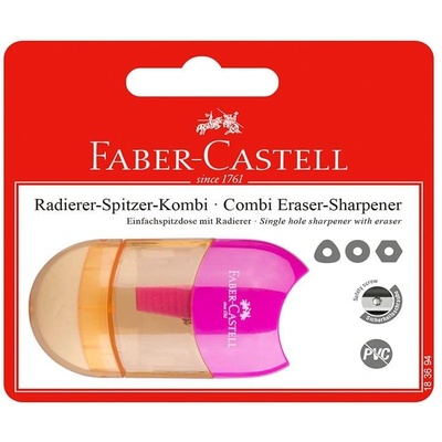 Faber-Castell Острилка Trend Combi, с гума, розова, в блисте (1015200107)
