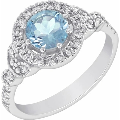 Eppi zásnubní halo prsten s akvamarínem a diamanty Varana R38178